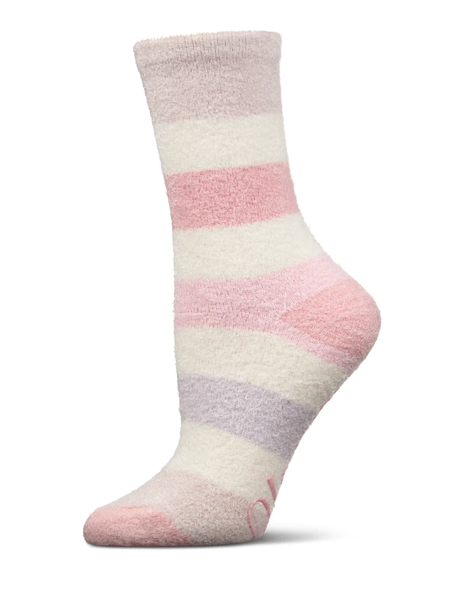 MeMoi Womens Wide Stripe Non-Skid Aloe Infused Crew