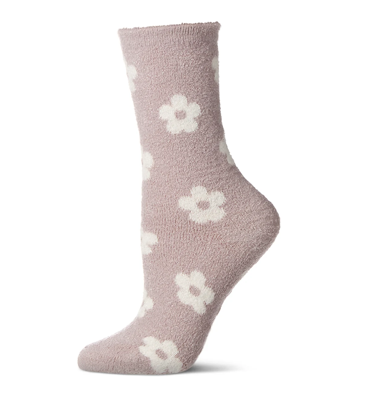 MeMoi Womens Daisies Non-Skid Lavender Infused Crew