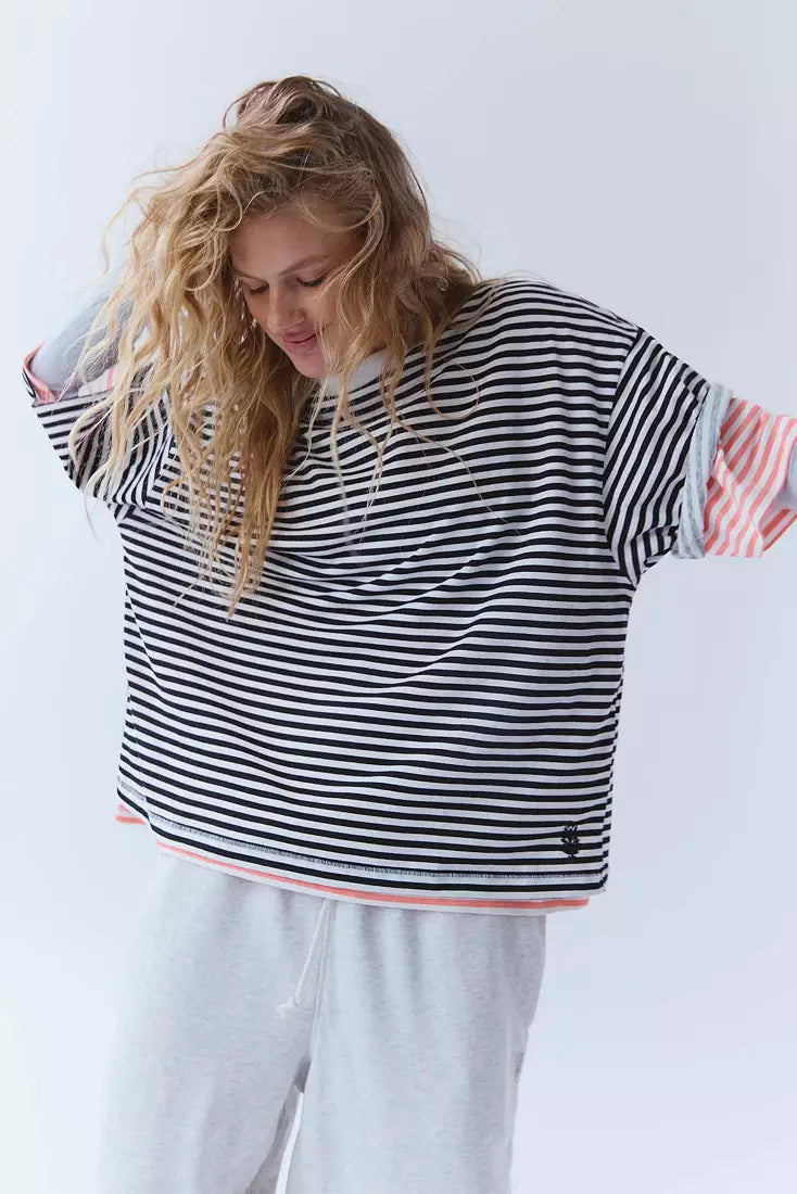Free People Womens Striped Tackle Tee
