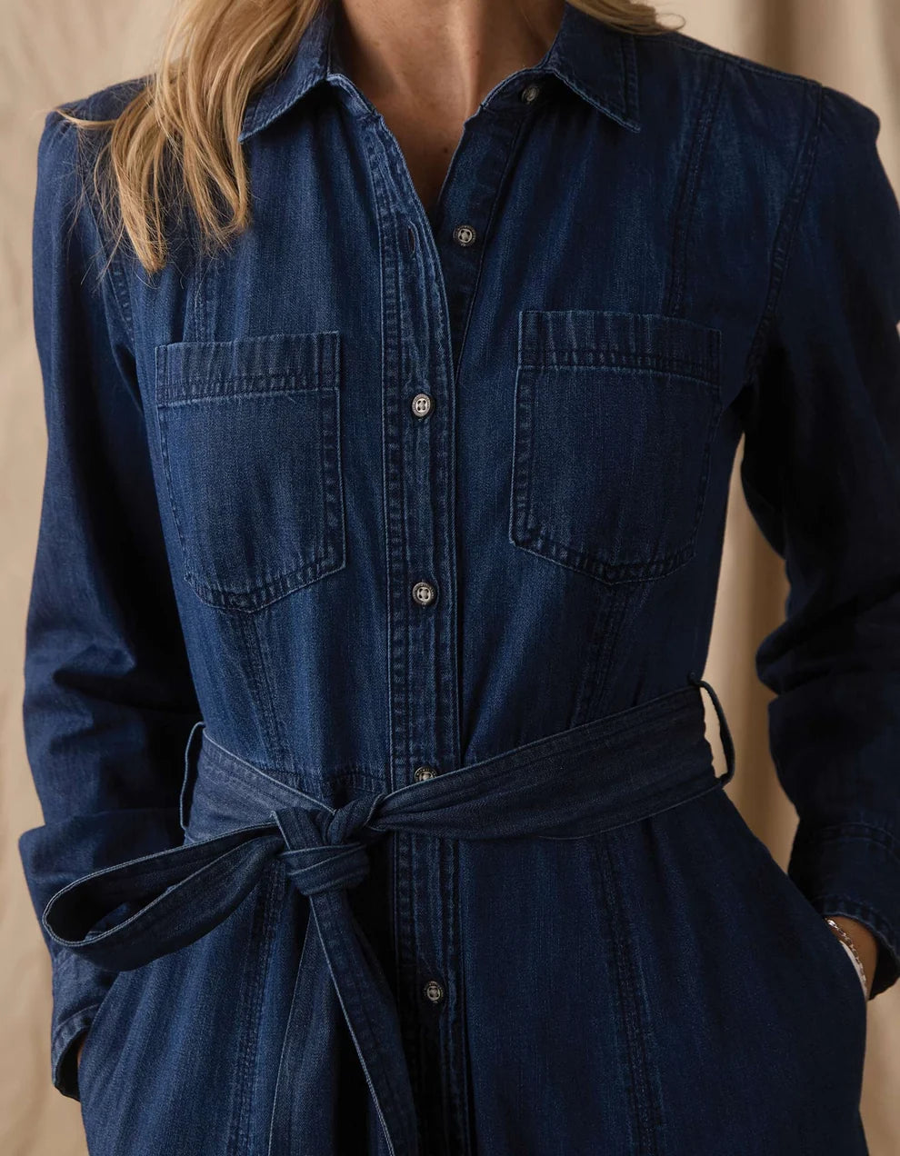 The Normal Brand Womens Cotton Denim Shirt Dress
