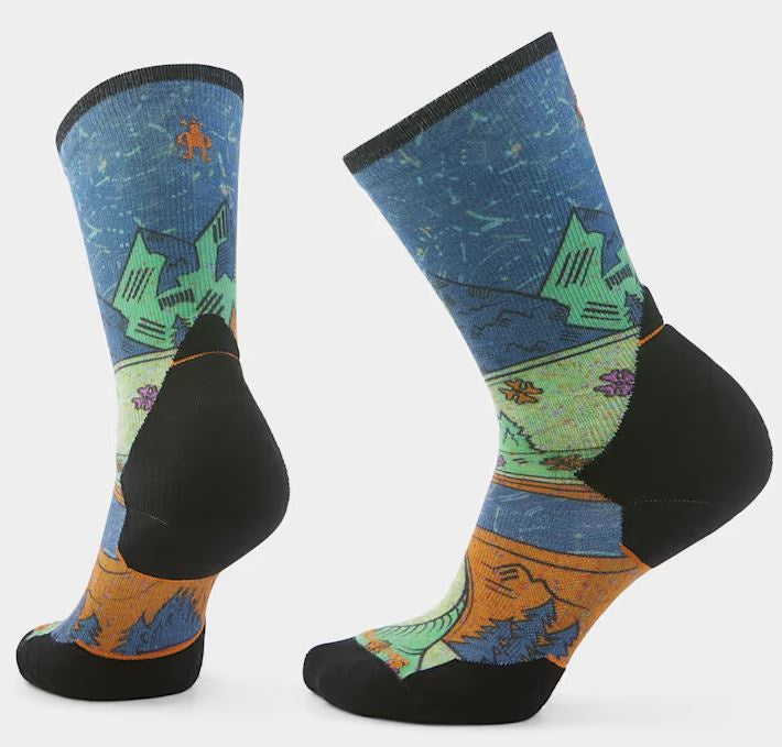 Smartwool Womens Trail Run Targeted Cushion Mountain Print Crew Socks