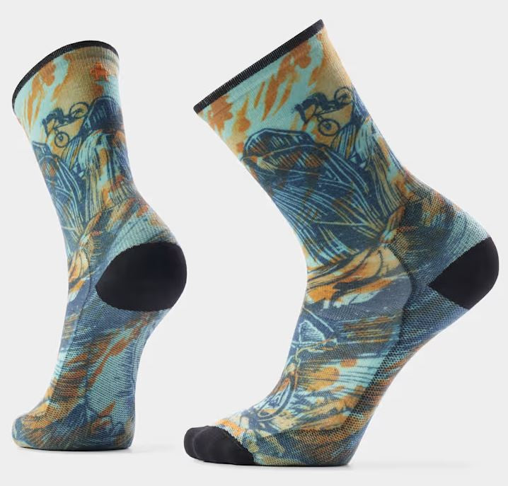 Smartwool Zero Cushion Bike Rugged Ride Print Crew Socks