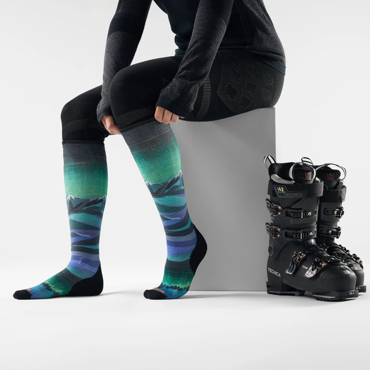 Smartwool Womens Ski Compression Print Over The Calf Socks