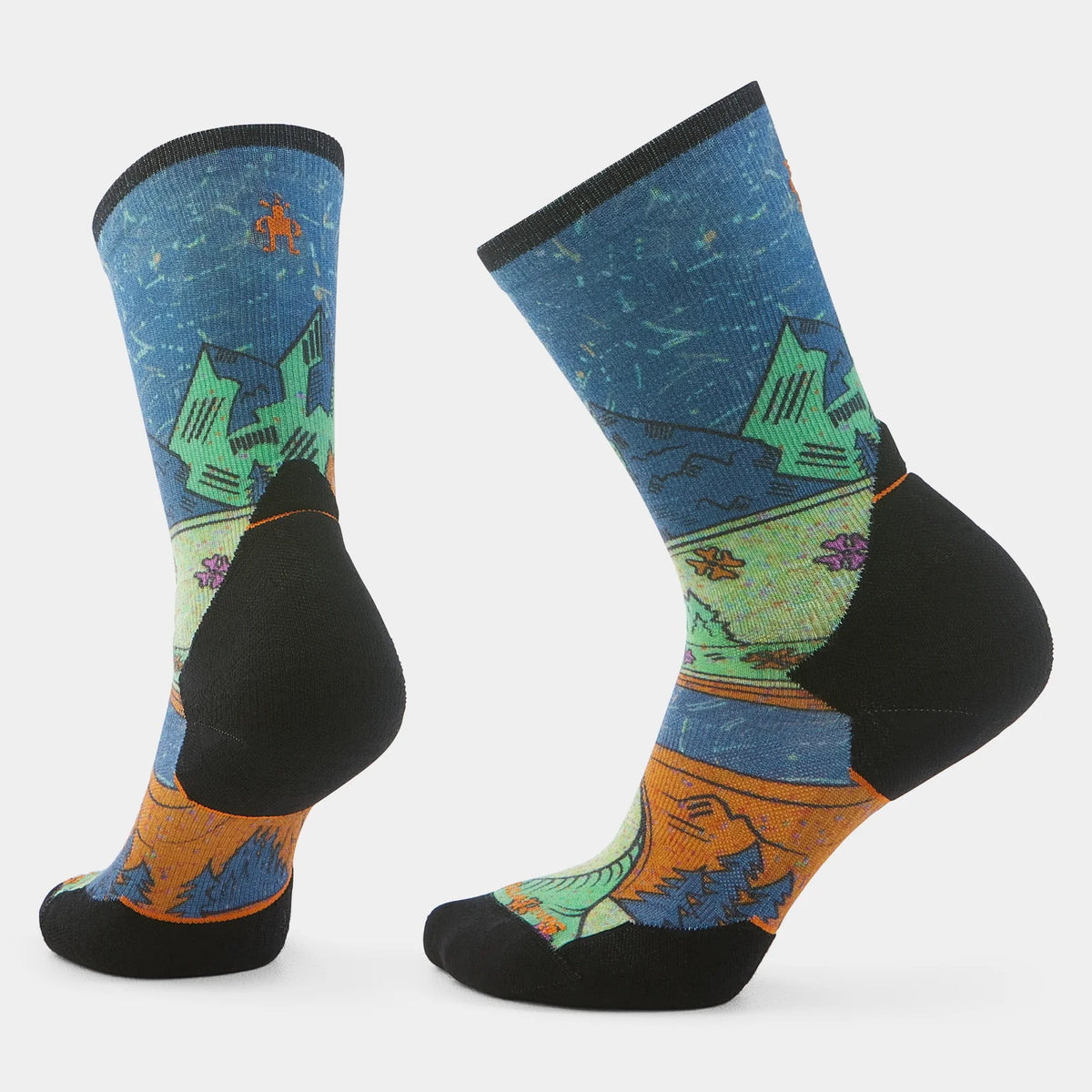 Smartwool Womens Trail Run Targeted Cushion Mountain Print Crew Socks