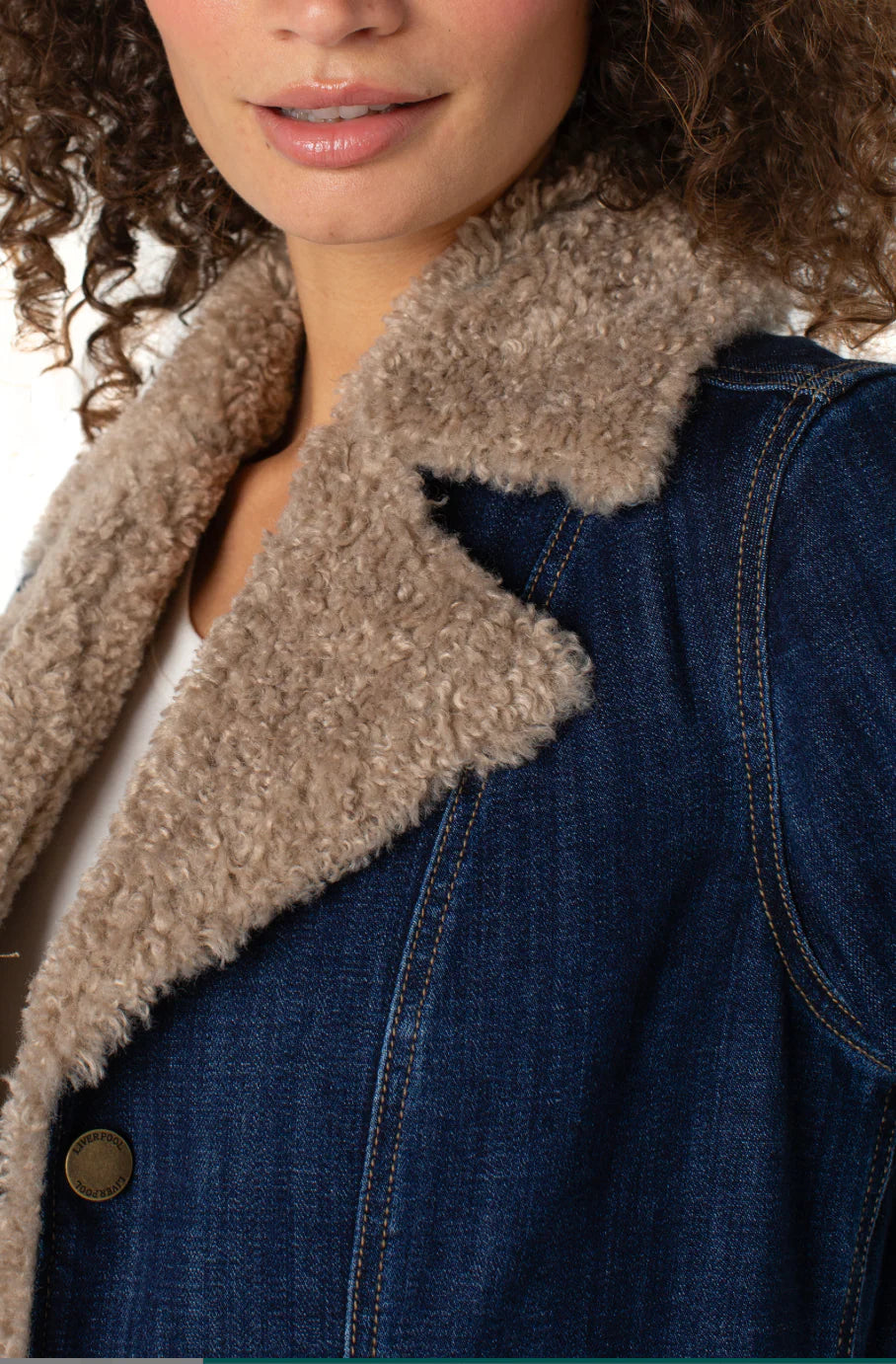 Liverpool Womens Sherpa Trimmed Notch Collar Jacket