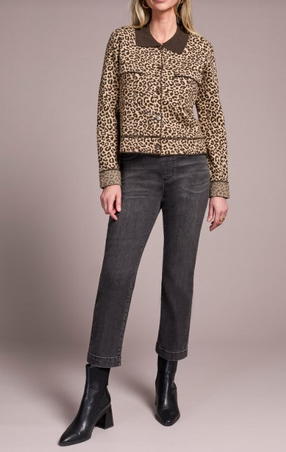 Tribal Womens Printed Sweater Cardigan w/ Collar
