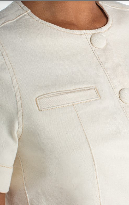 Liverpool Womens Collarless Short Sleeve Crop Jacket