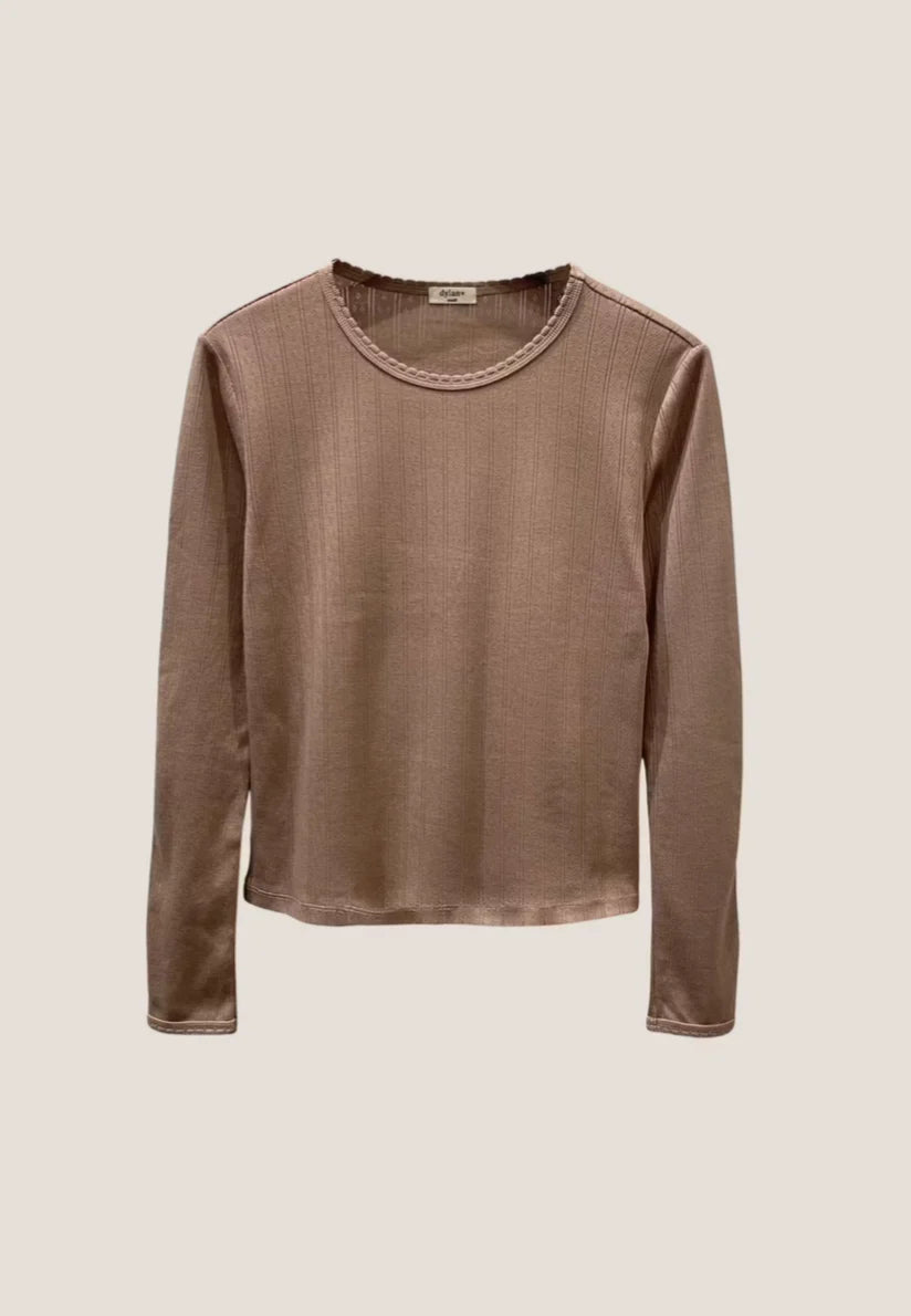 Dylan Womens Kelly Pointelle Long Sleeve