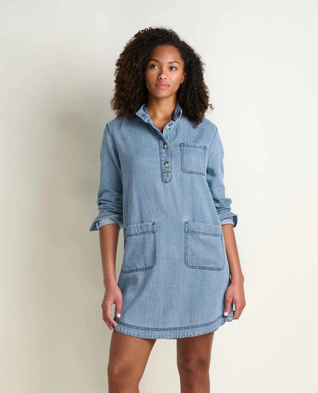 Toad & Co Womens Piñon Soft Denim Popover Dress