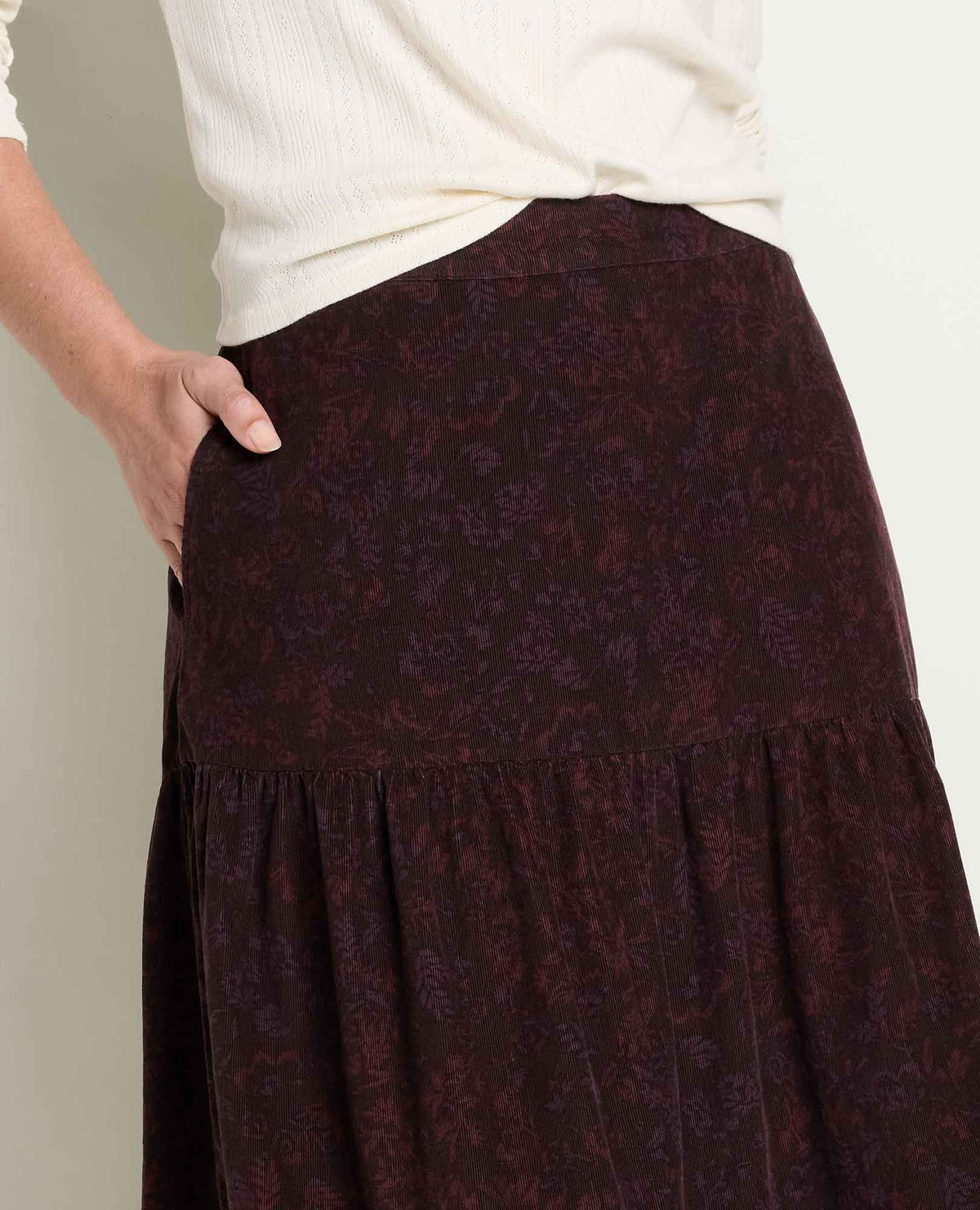 Toad & Co Womens Cattail Corduroy Tiered Midi Skirt