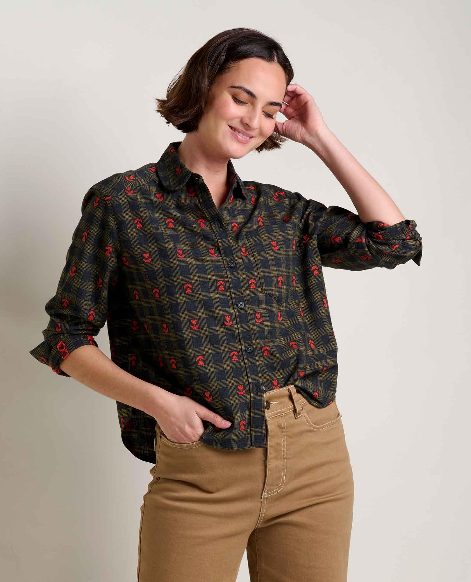 Toad & Co Womens Re-Form Flannel Boxy Long Sleeve Shirt