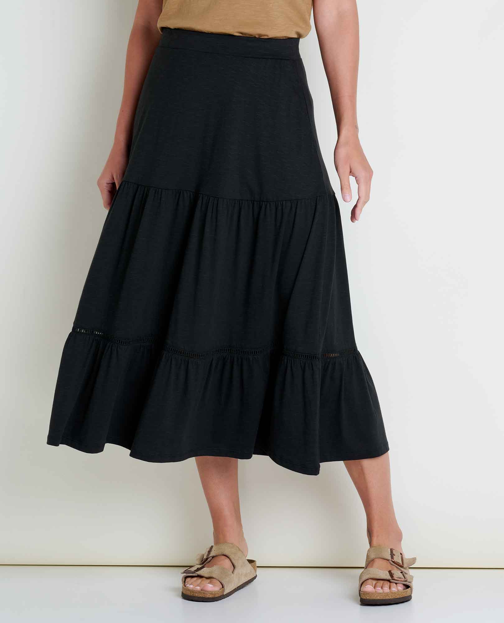 Toad & Co Womens Marigold Tiered Midi Skirt