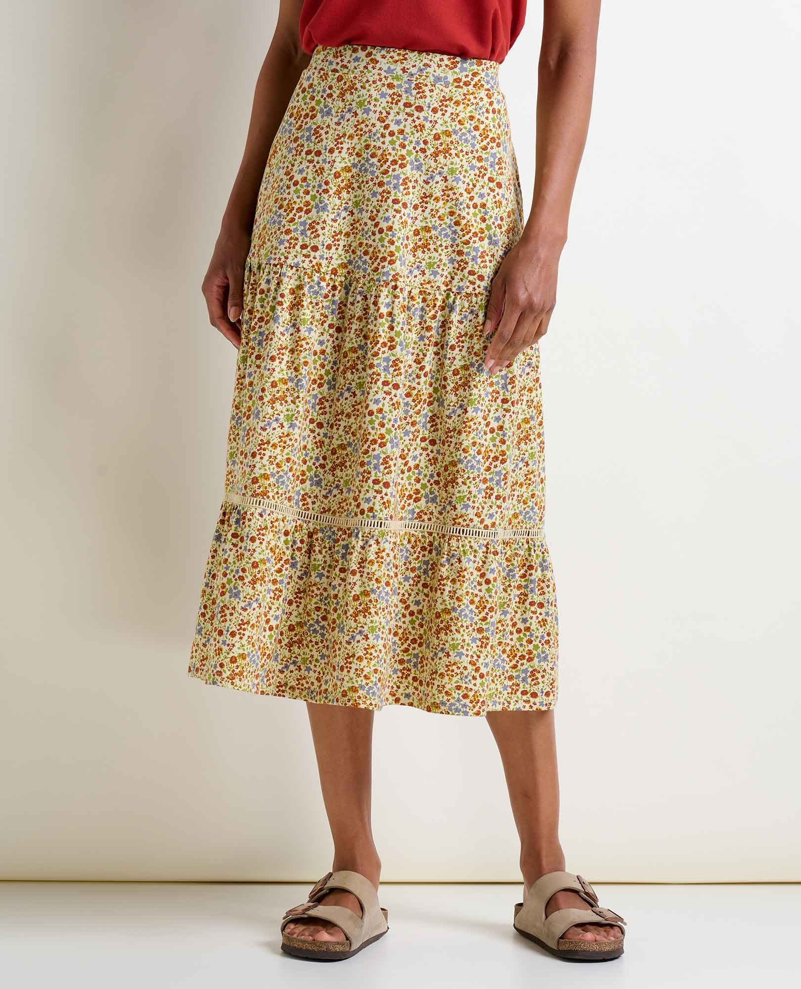 Toad & Co Womens Marigold Tiered Midi Skirt