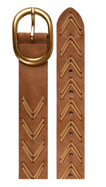 Tribal Womans Laced Suede Leather Belt with Classic Buckle