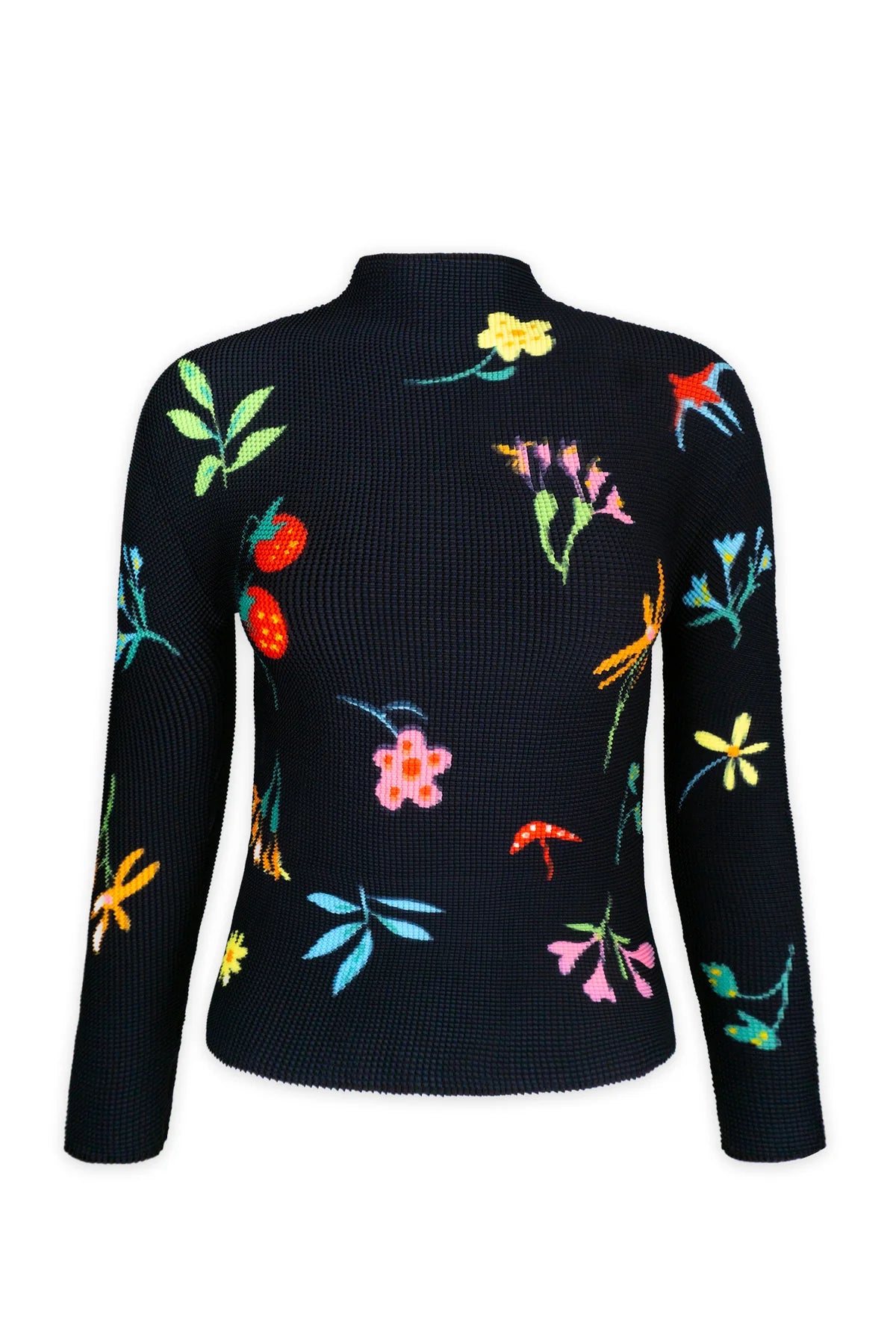 Wild Cosmos Womens Daisy Floral 3D Honeycomb Texture Top