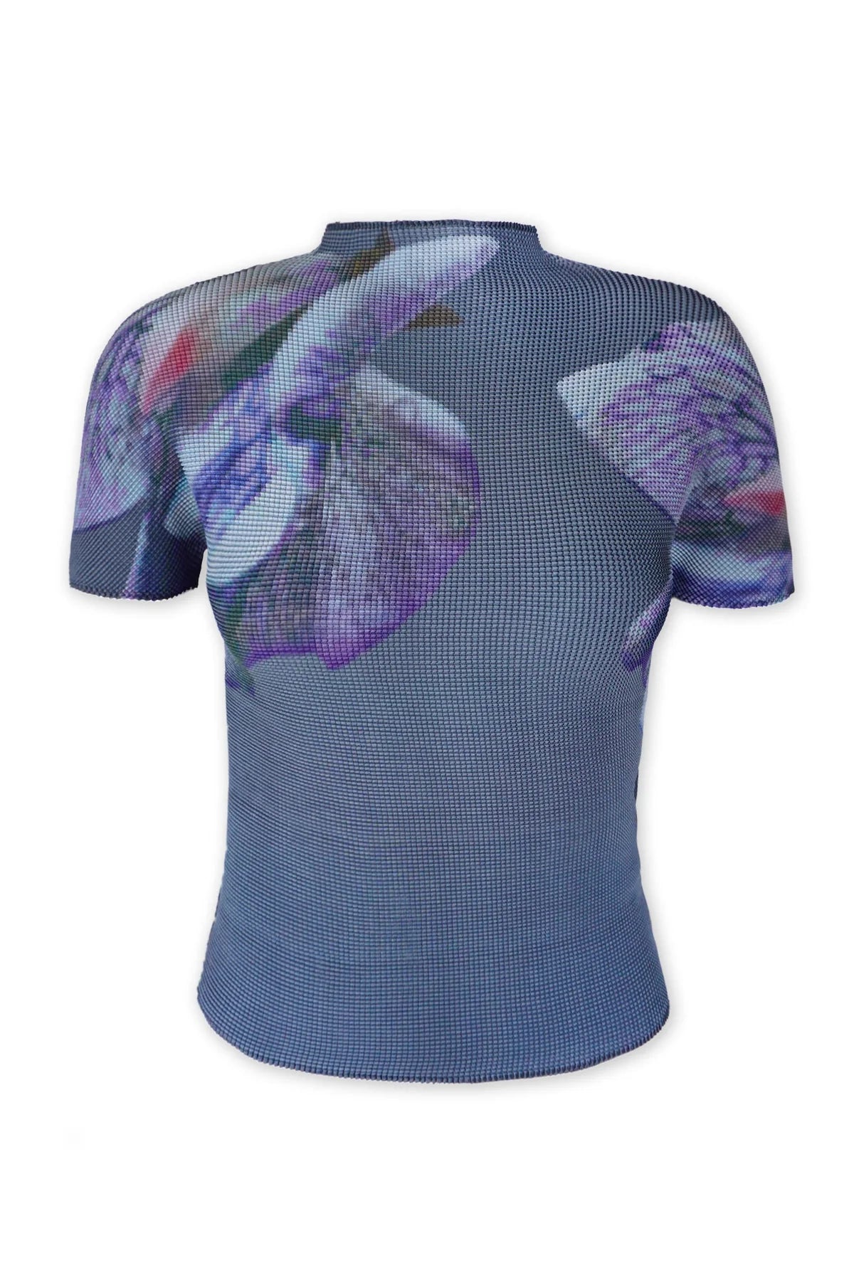 Wild Cosmos Womens Agata Coral Print Long Sleeve 3D Honeycomb Texture Top