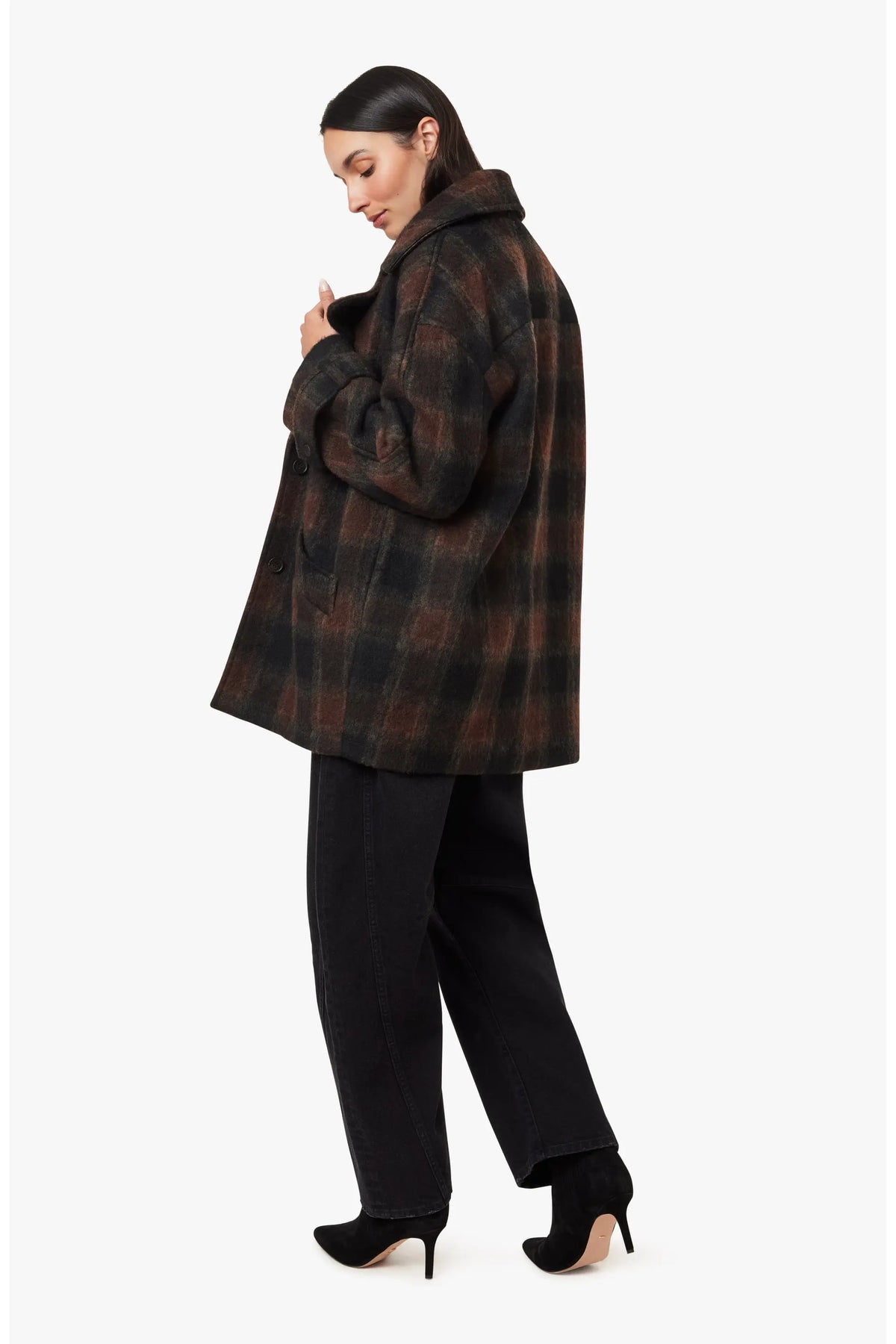 Habitual Womens Oversized Plaid Coat