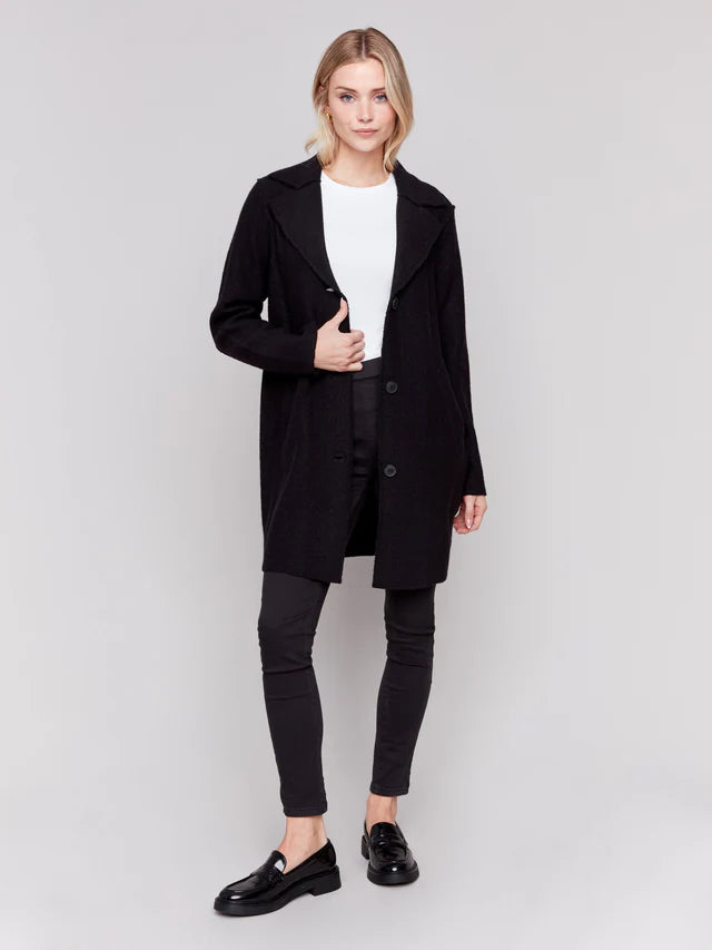Charlie B Womens Boiled Wool Long Coat