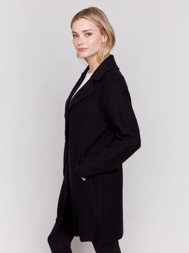 Charlie B Womens Boiled Wool Long Coat