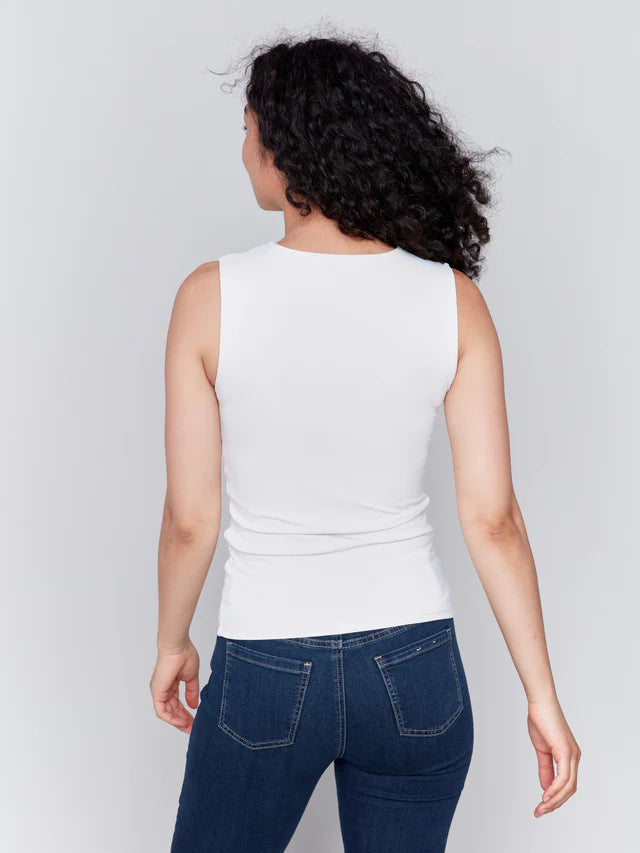 Charlie B Womens Double Cloth Sleeveless Top
