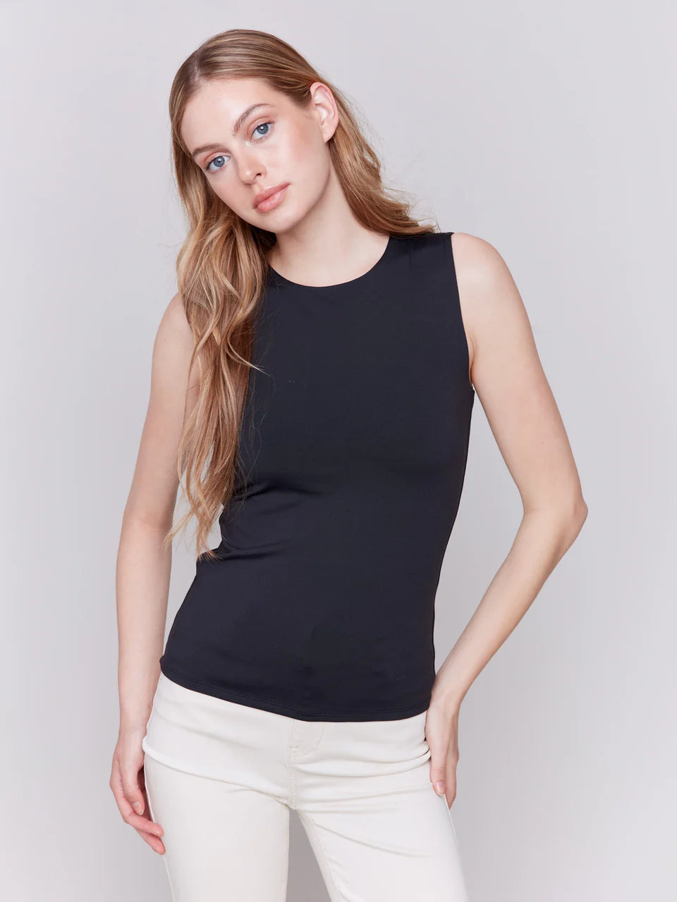 Charlie B Womens Double Cloth Sleeveless Top