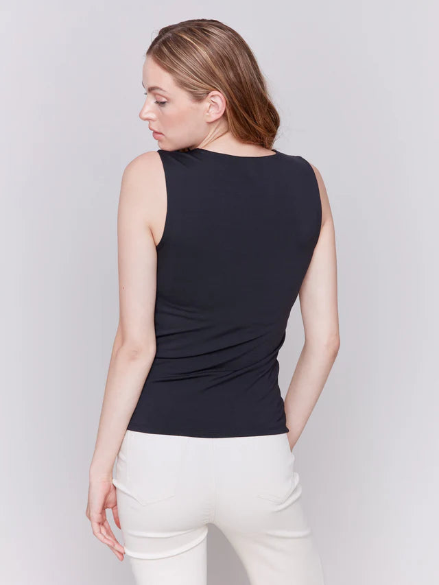 Charlie B Womens Double Cloth Sleeveless Top
