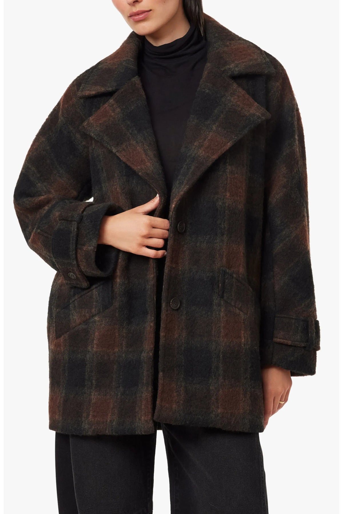 Habitual Womens Oversized Plaid Coat