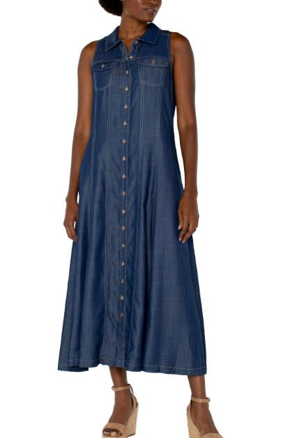 Liverpool Womens Sleeveless Button Down Maxi
