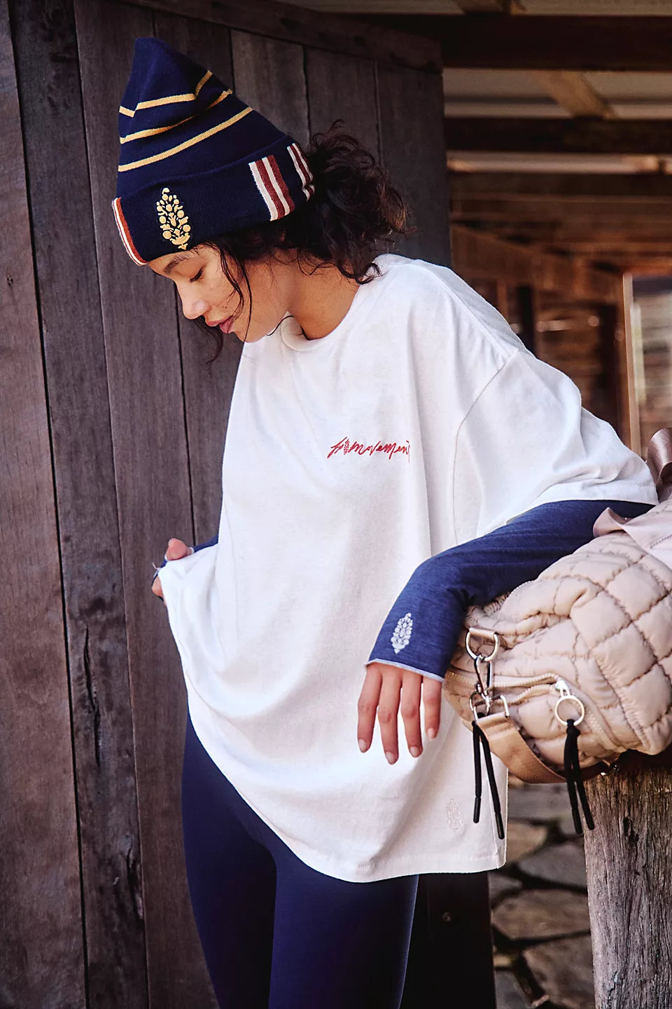 Free People Womens Logo Tackle Tee