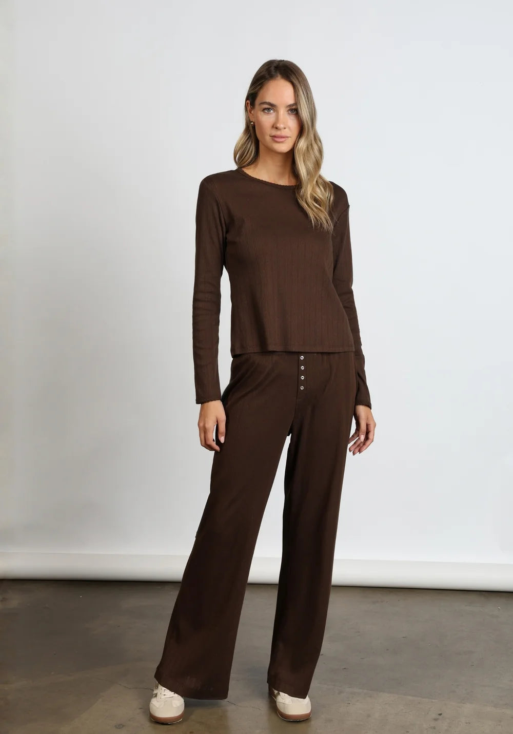 Dylan Womens Kelly Pointelle Long Sleeve