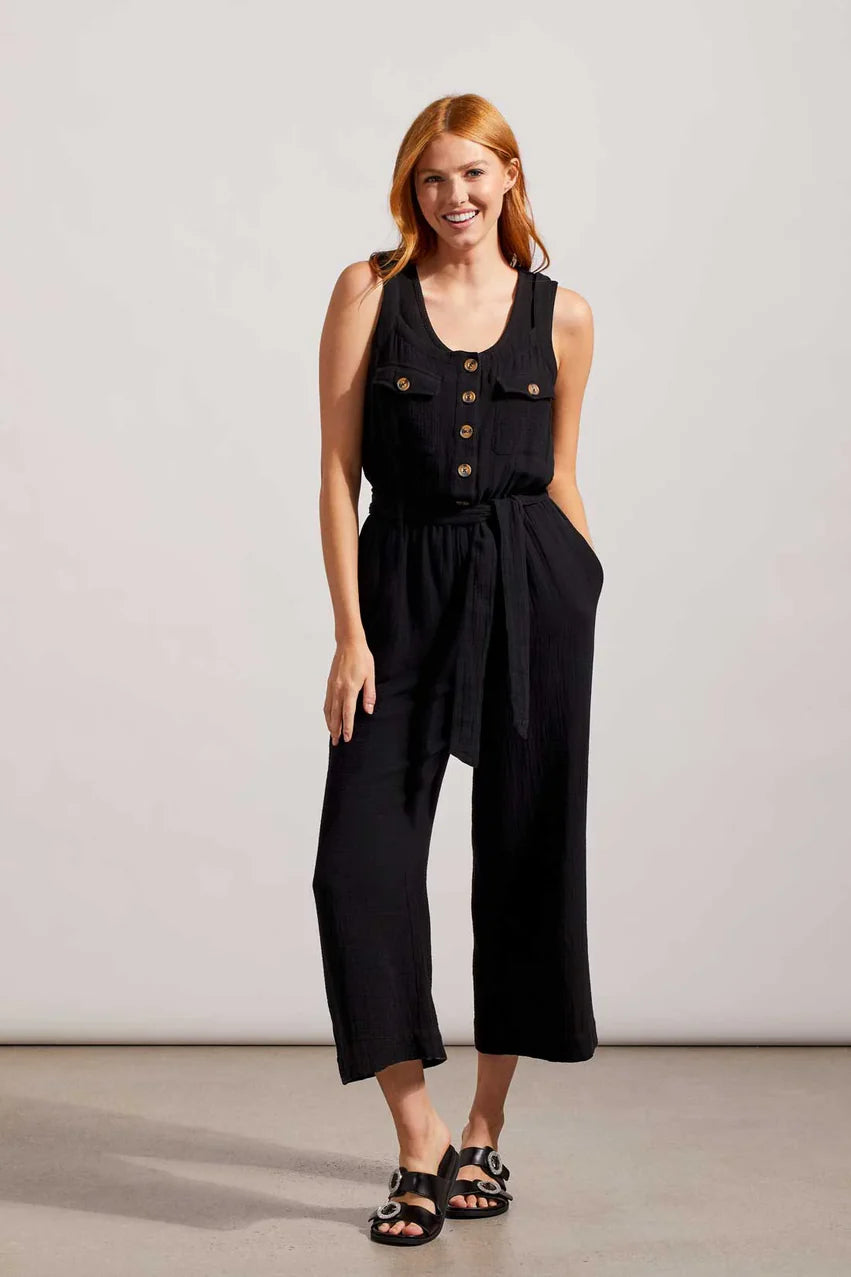 Tribal Womens Cotton Gauze Belted Jumpsuit