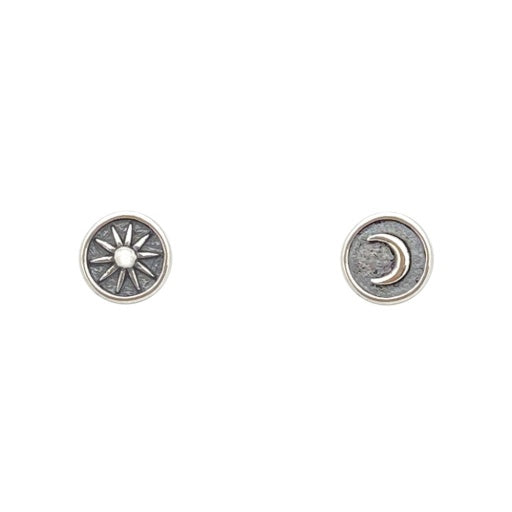 Tiny Charm Post Earrings-Sun and Moon