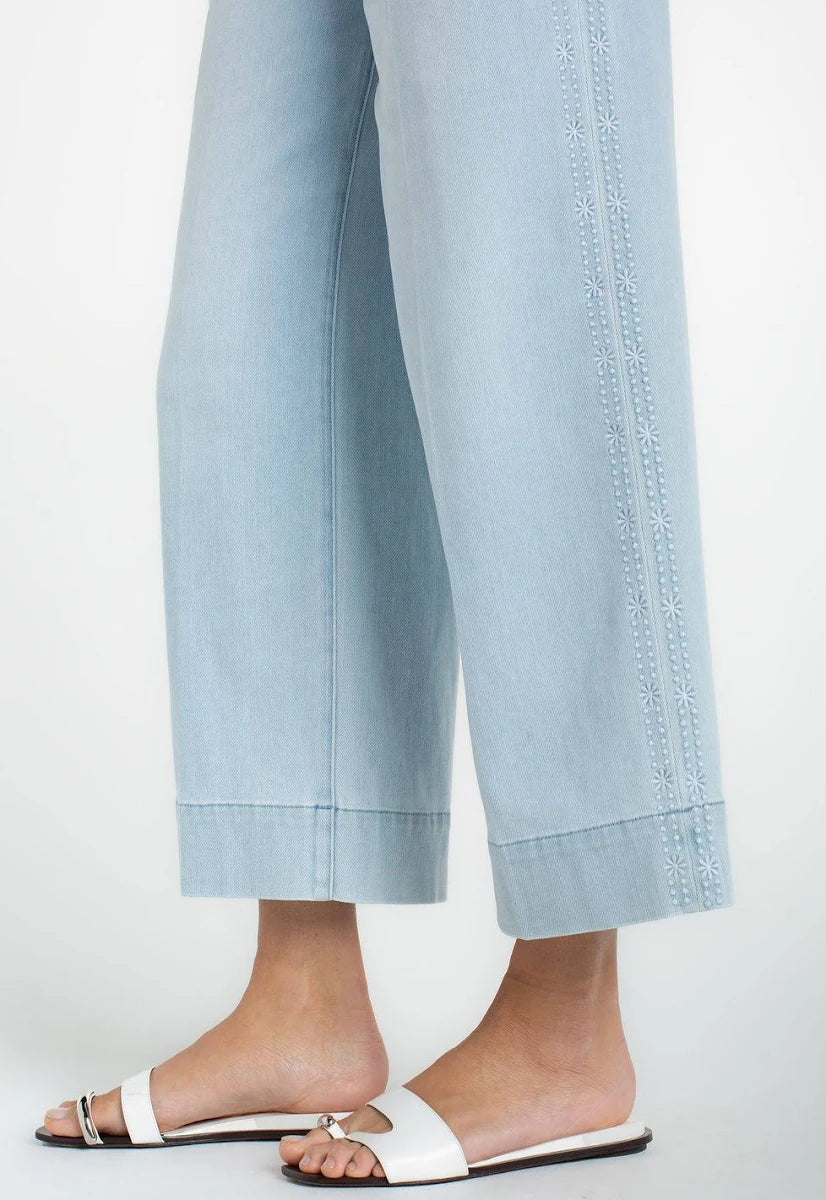 Liverpool Womens Stride Crop Embroidered Wide Leg