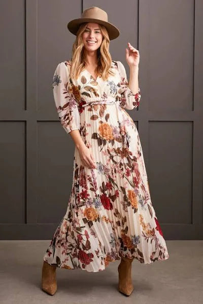 Tribal Womens 3/4 Sleeve Printed Maxi Dress