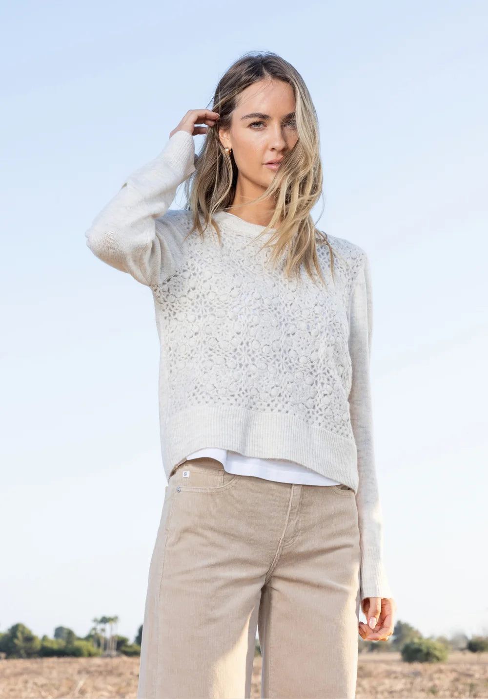 Dylan Womens Thea Crochet Sweater