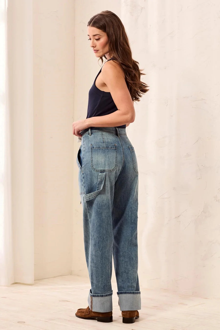 Tribal Womens Audrey Carpenter Straight Leg Denim With Removable Scarf