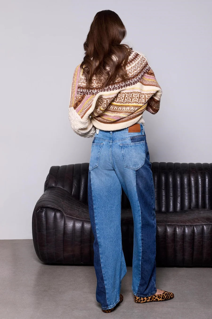Tribal Womens Blue Thread Two-Tone Straight Leg Denim Jeans
