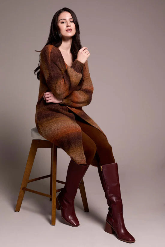 Tribal Womens Long Sweater Cardigan with Puff Sleeve