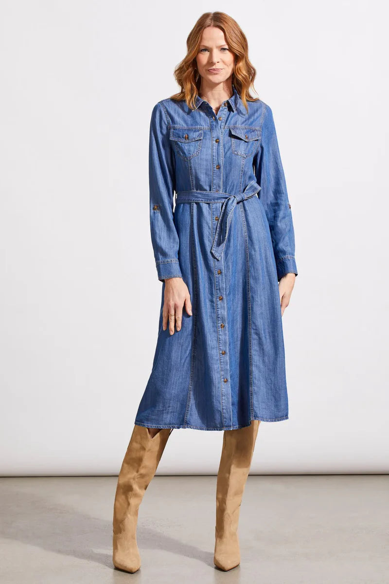 Tribal Womens Button Front Denim Dress