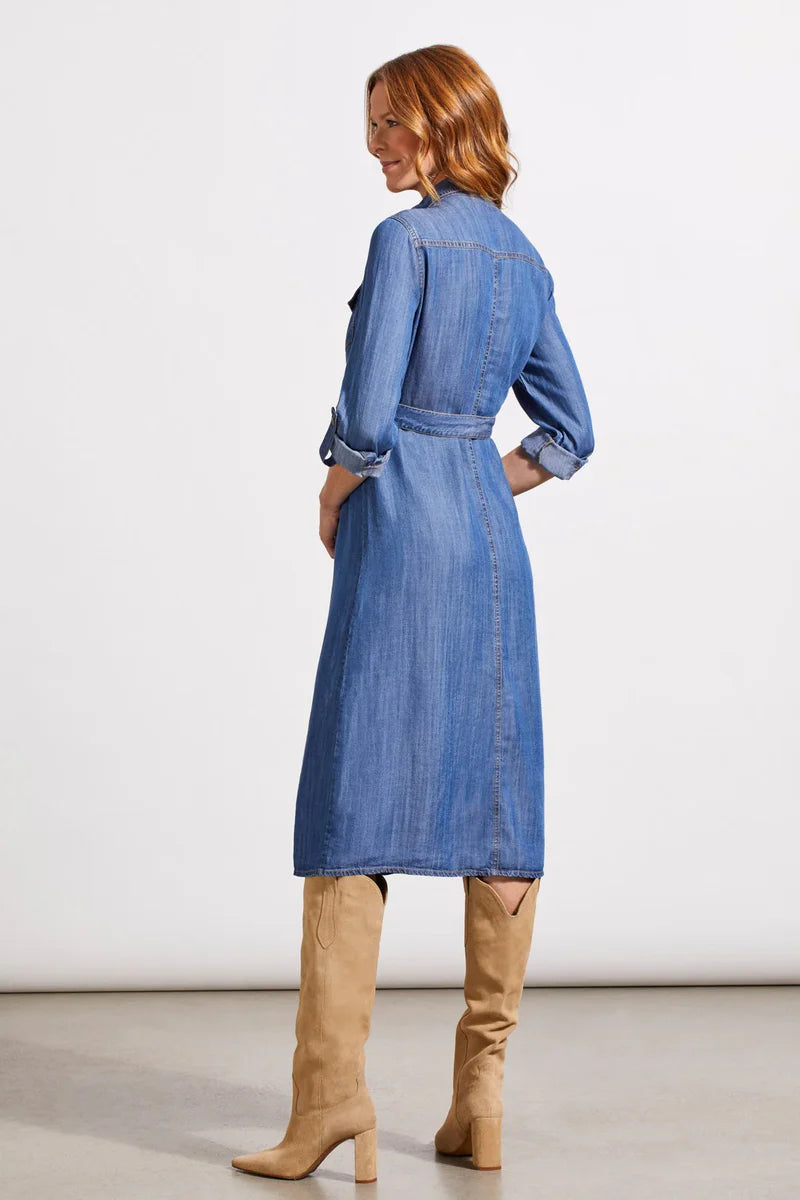 Tribal Womens Button Front Denim Dress