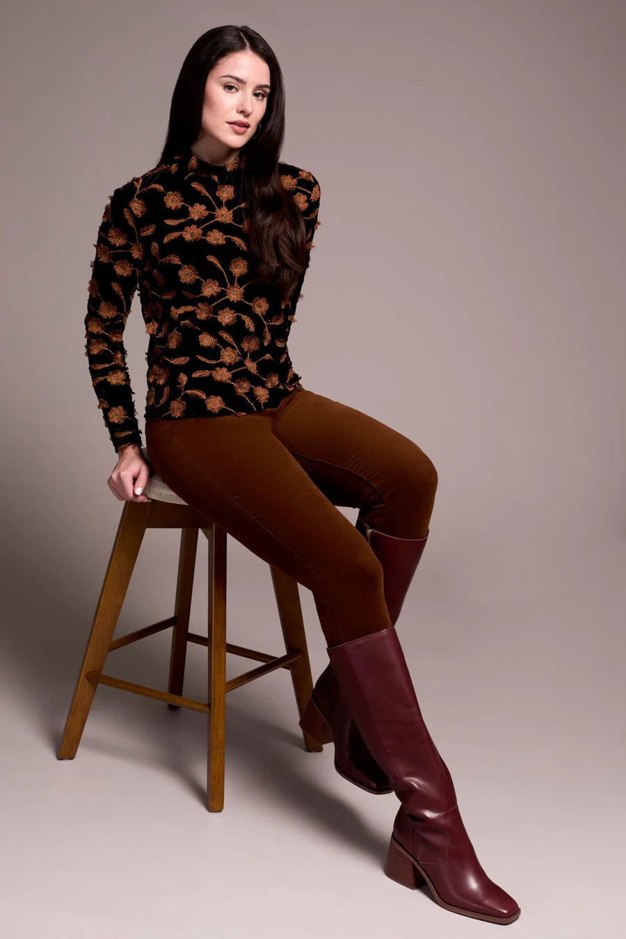 Tribal Womens Mock Neck Top