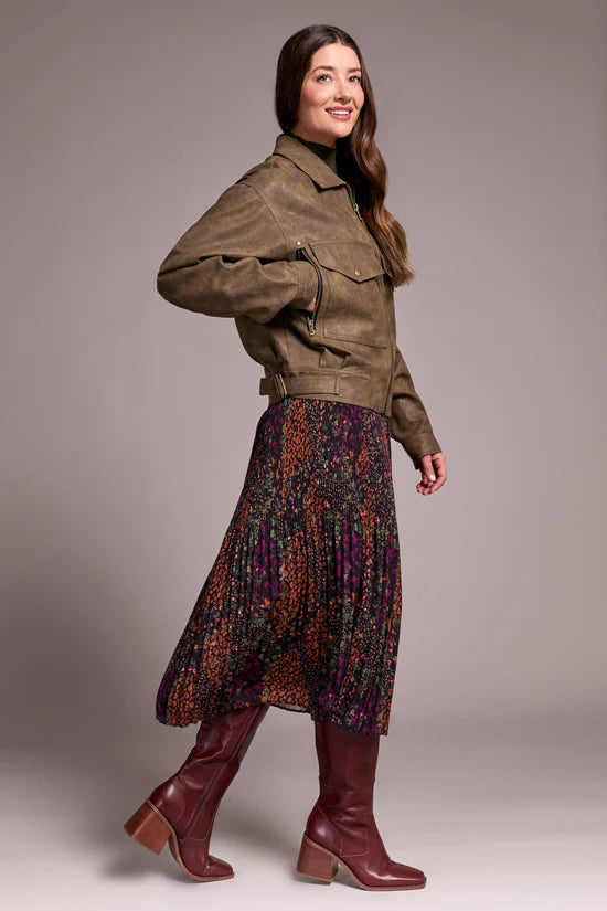 Tribal Womens Faux Leather Front Zipped Tab Jacket