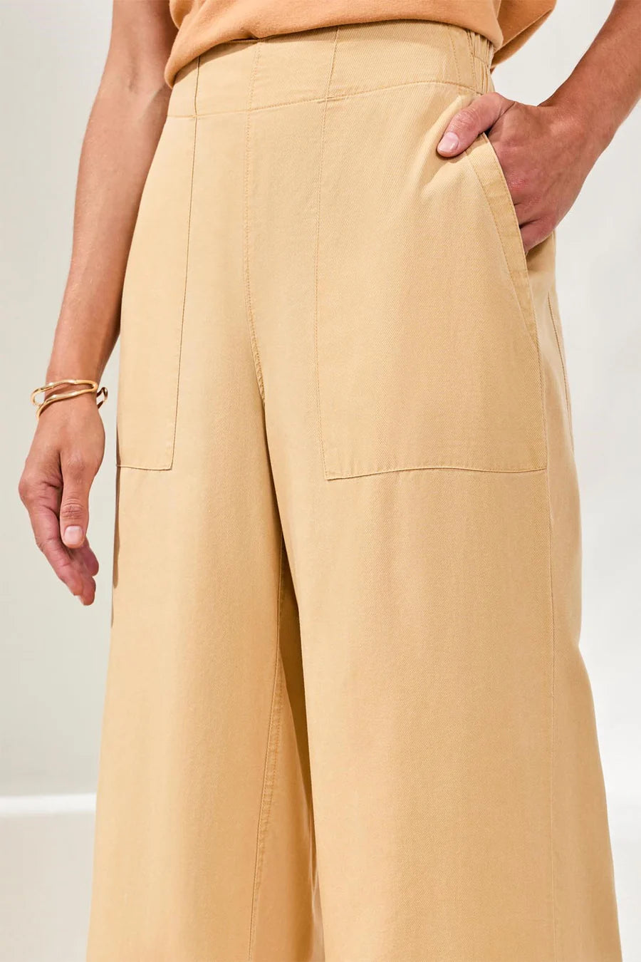 Tribal Womens Flowy Pull on Crop Wide Leg Pant