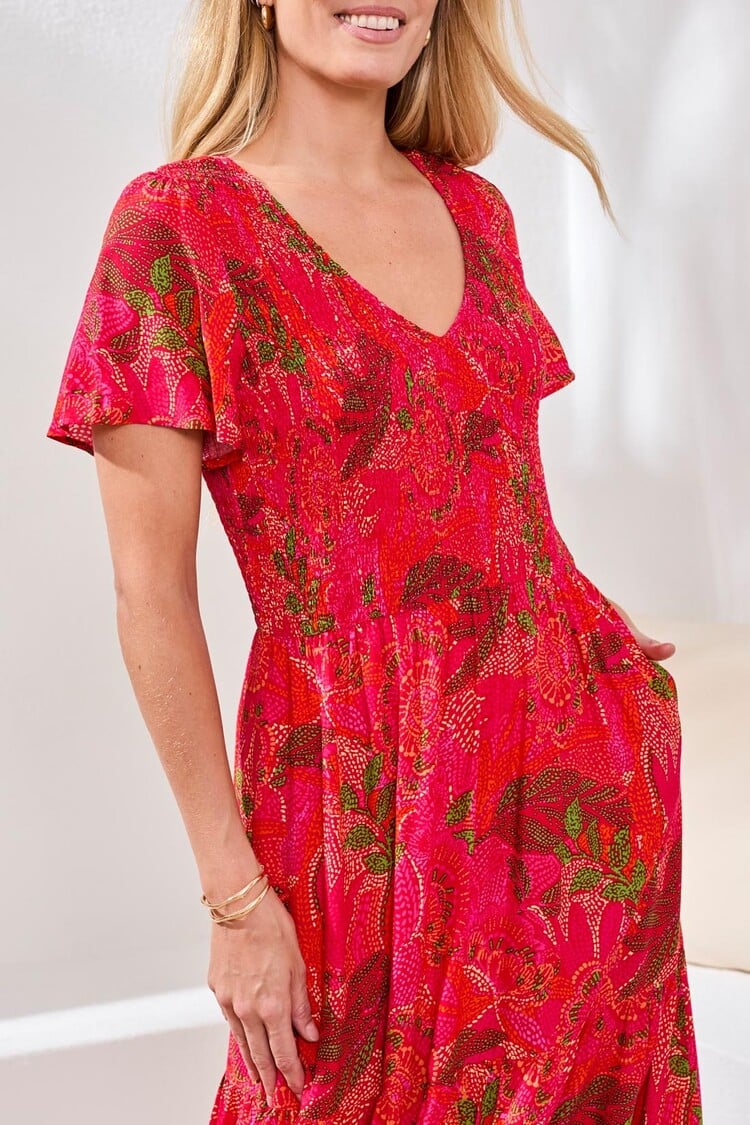 Tribal Womens Ruched Top Maxi Dress