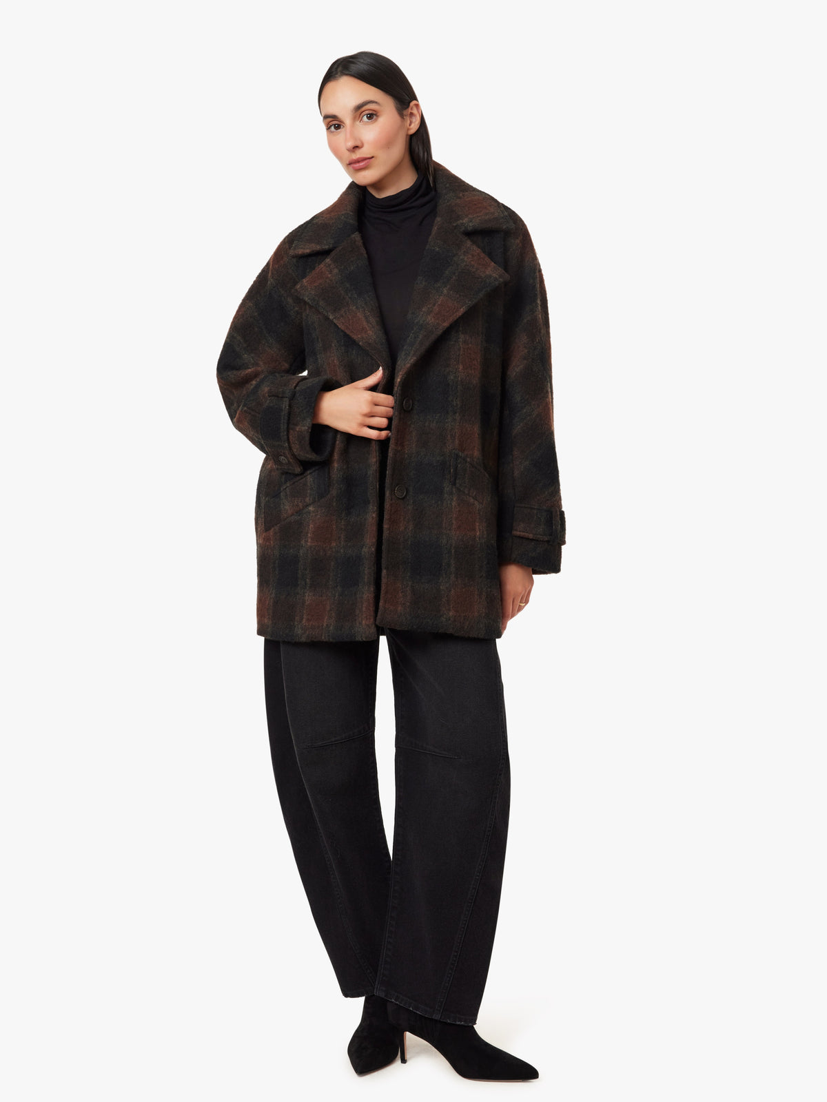 Habitual Womens Oversized Plaid Coat