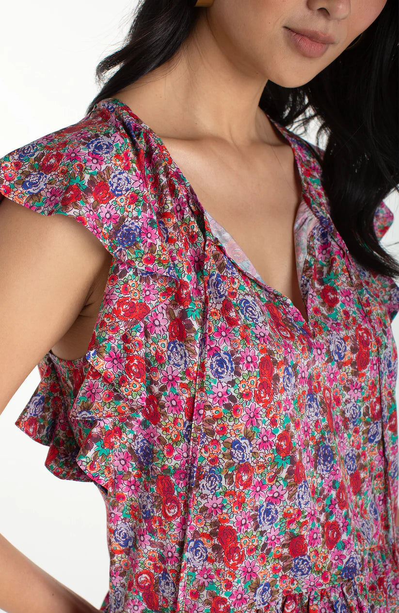 Liverpool Womens Flutter Sleeve Peplum Woven Top