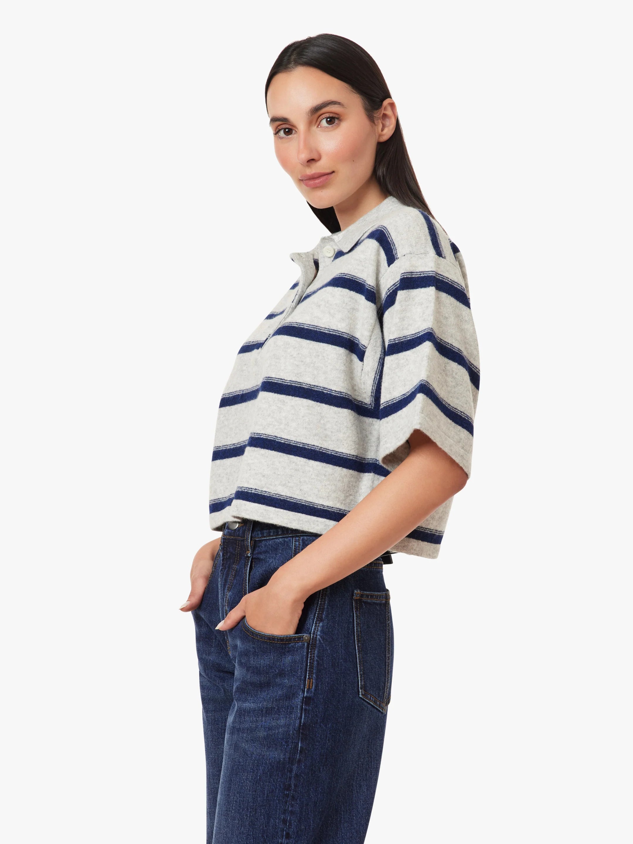 Habitual Womens Striped Rugby Polo Sweater